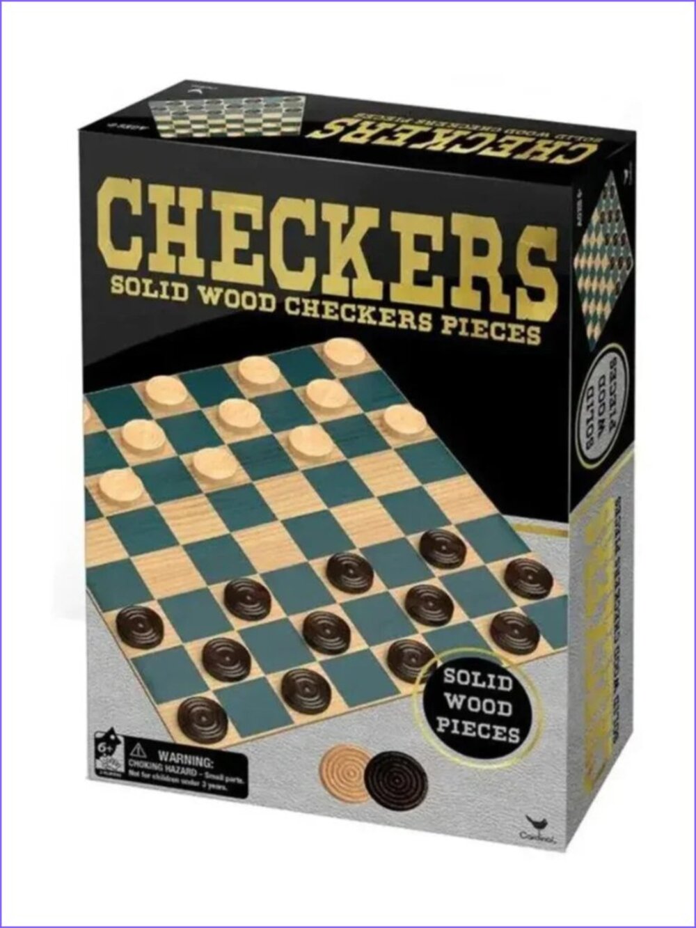Checkers by Cardinal Solid Wood Piece Bilingual  For Age 6+New Sealed